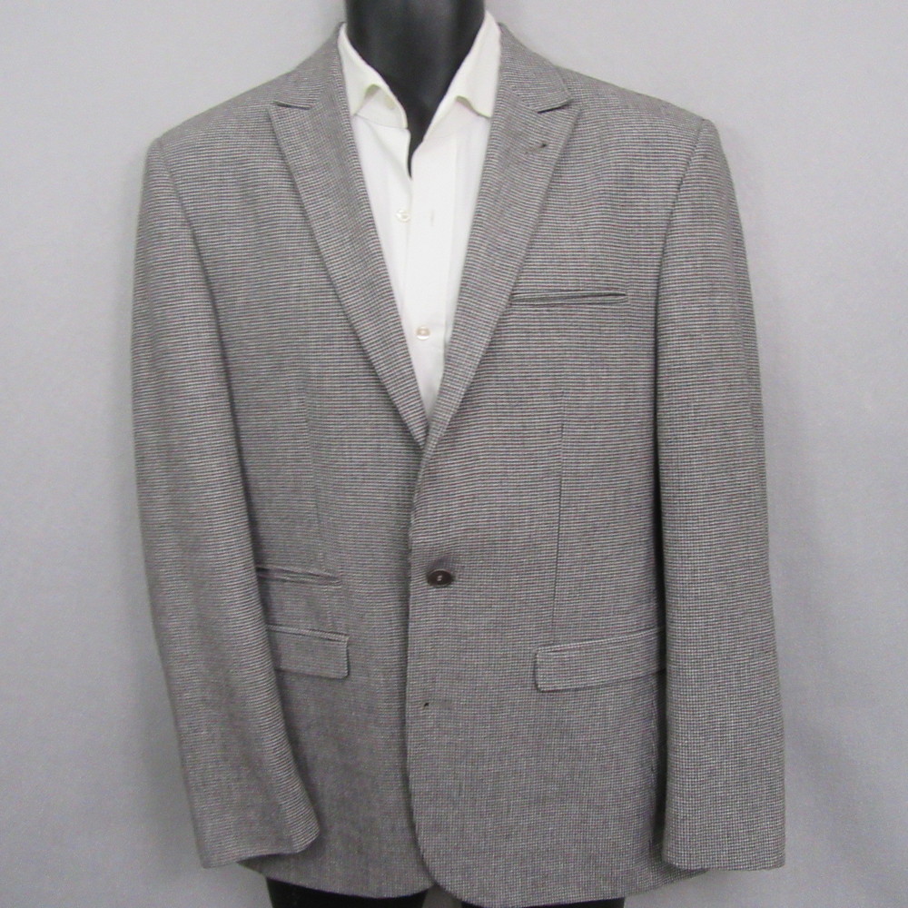 Asos Mens Sport Coat 35R Slim Gray Multicolor Houndstooth Check Single